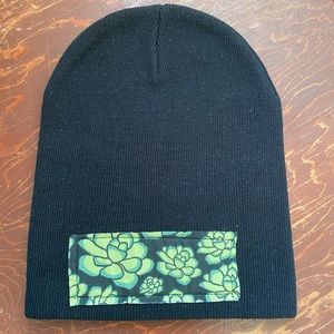 Succulent black beanie